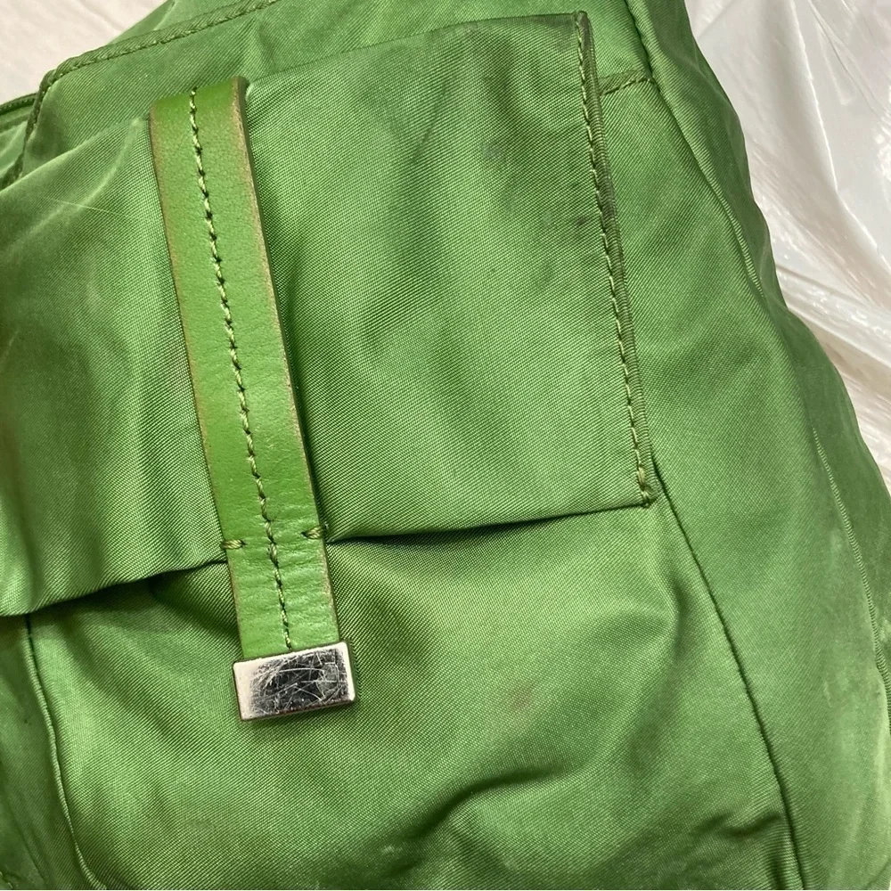Tumi double pocket green nylon messenger bag